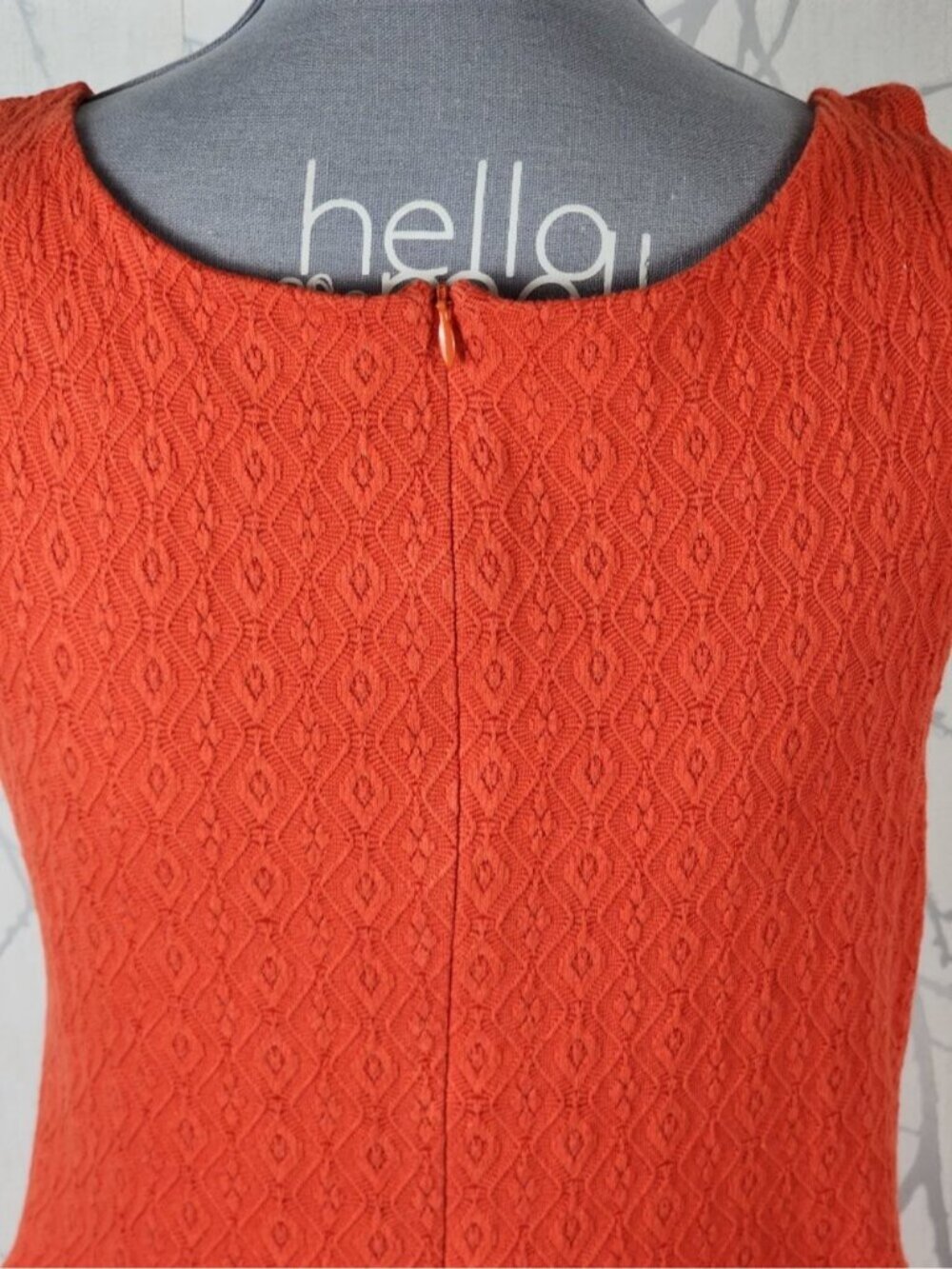 Deletta Orange Textured Jersey Knit Fit & Flare Dress - Picture 6 of 8
